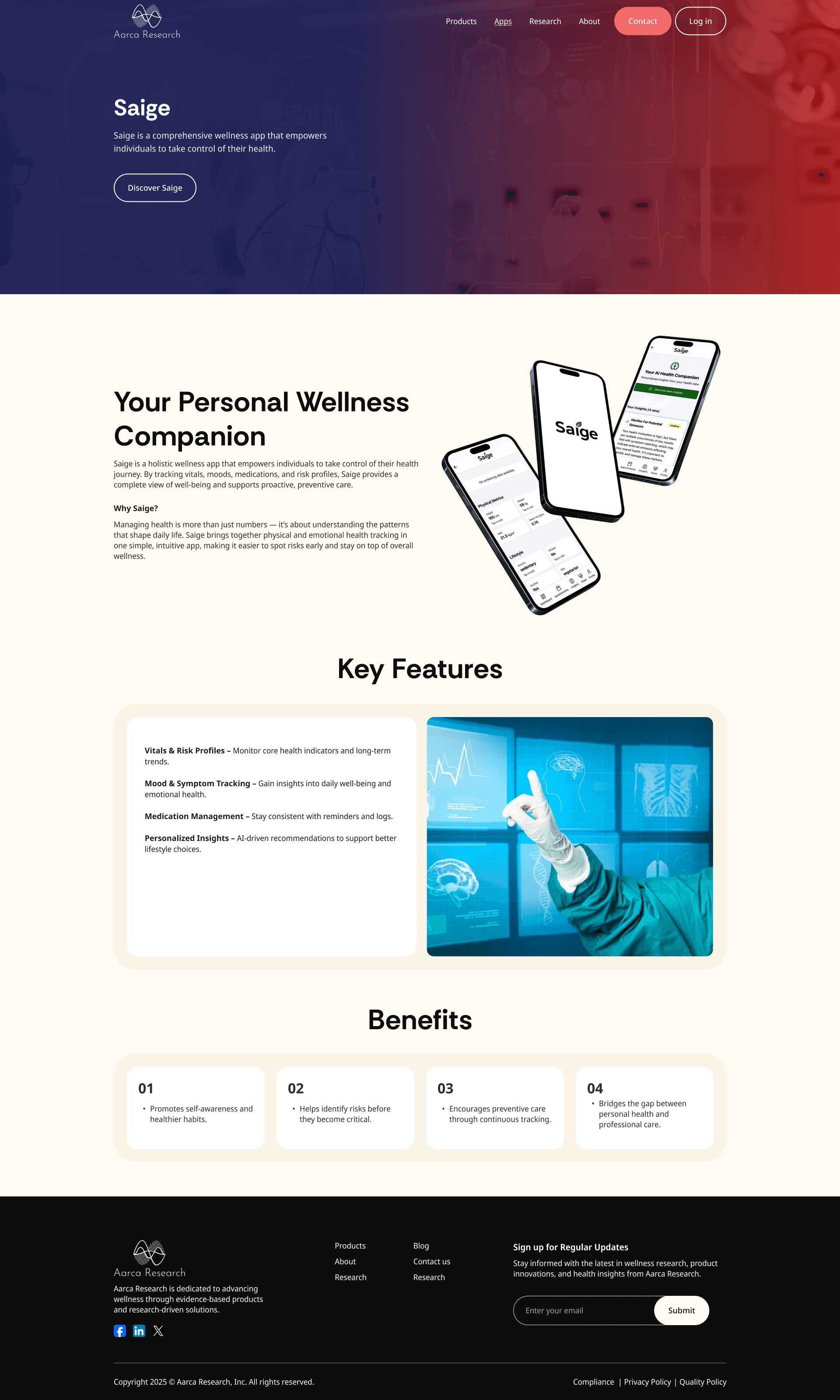 Saige product page